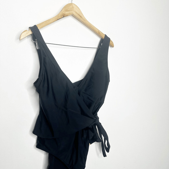 SUMMERSALT The Perfect Wrap One-Piece Sea Urchin Black v neck womens 12 - Picture 10 of 13